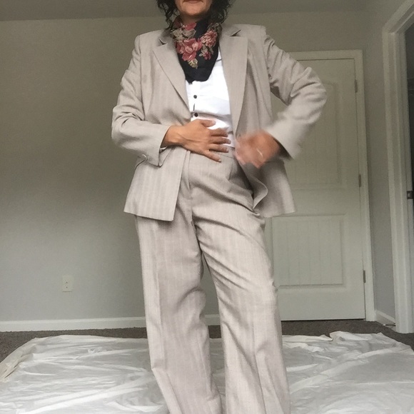 Women’s pinstripe wide leg suit